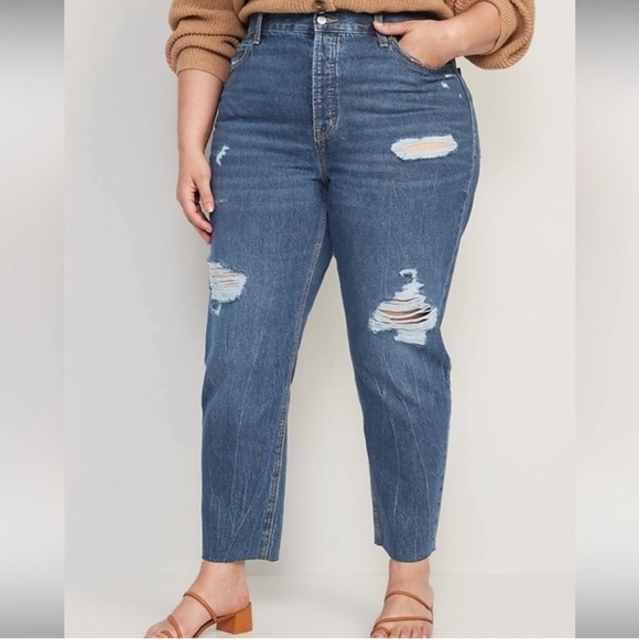 Old Navy Extra High Rise Sky High Straight Leg Jeans Button Fly Size 14 - Picture 1 of 9